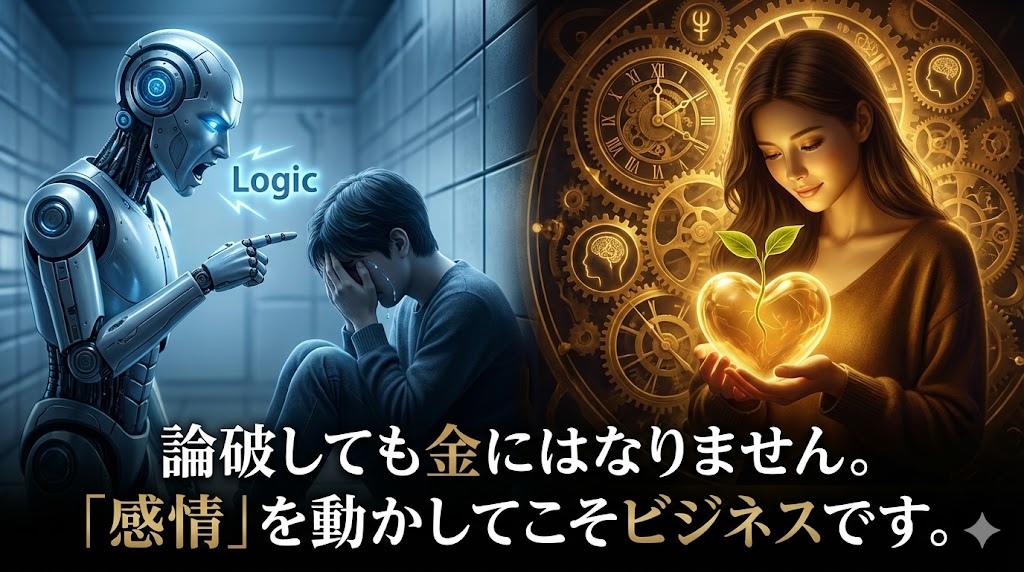 論破しても金にはなりません。「感情」を動かしてこそビジネスです。
