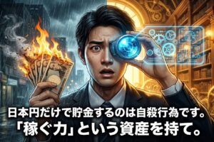 日本円だけで貯金するのは自殺行為です。「稼ぐ力」という資産を持て。