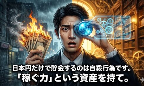 日本円だけで貯金するのは自殺行為です。「稼ぐ力」という資産を持て。