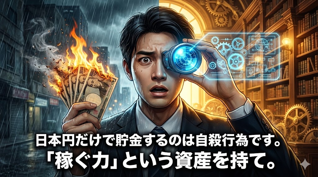 日本円だけで貯金するのは自殺行為です。「稼ぐ力」という資産を持て。