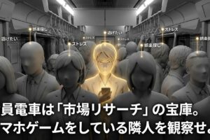 満員電車は「市場リサーチ」の宝庫。スマホゲームをしている隣人を観察せよ。